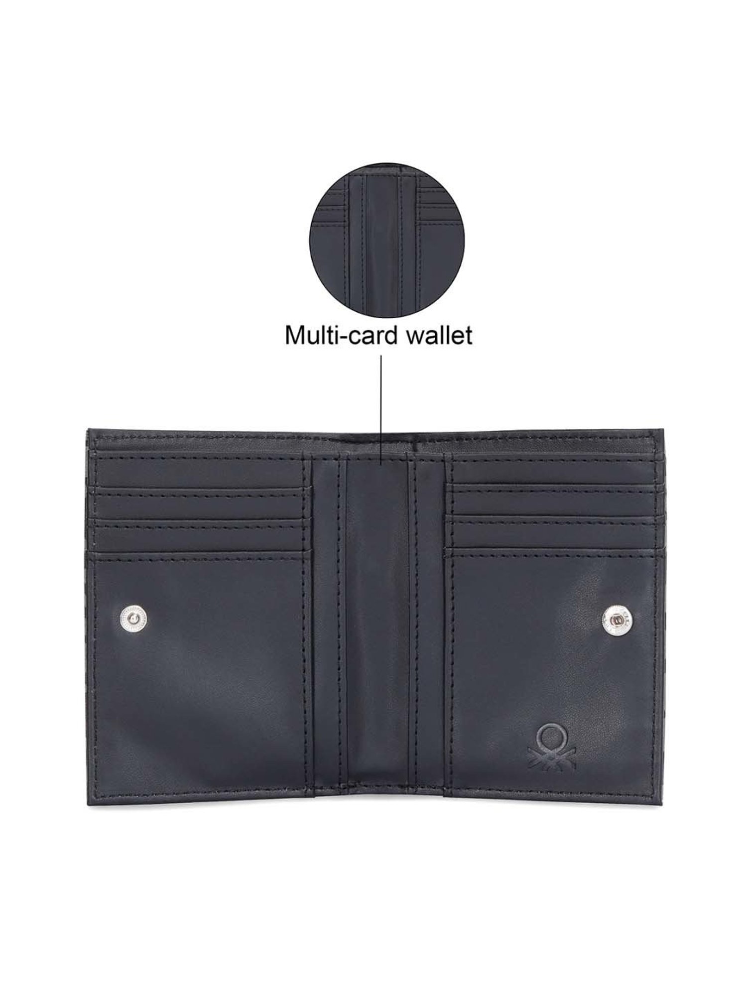 United Colors of Benetton Remi Black Printed Bi-Fold Wallet For Women