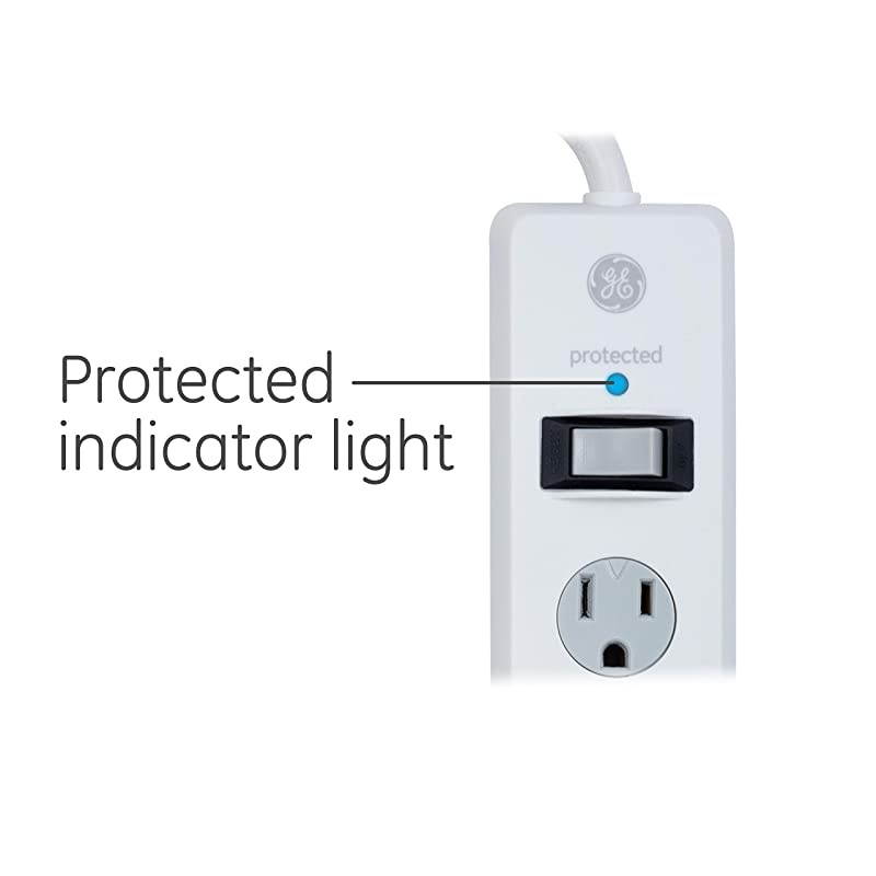 White Outlet Sur Protector 6 Ft Extension Cord Power Strip 800 Joules Flat Plug TwistToClose Safety Covers 47225