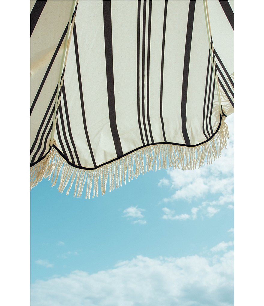 business & pleasure Vintage Black Stripe Premium Beach Umbrella