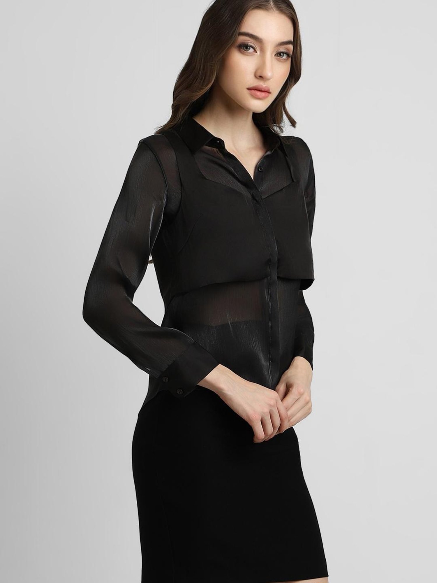 Forever 21 Black Regular Fit Shirt