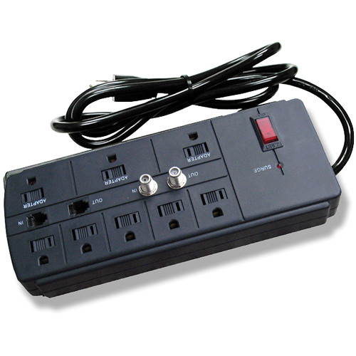 Power Play Products PPP, PP-18926DSSB, Black, 8 Outlet Pinnacle Surge Protector, 3200 Joules, Right Angle Plug