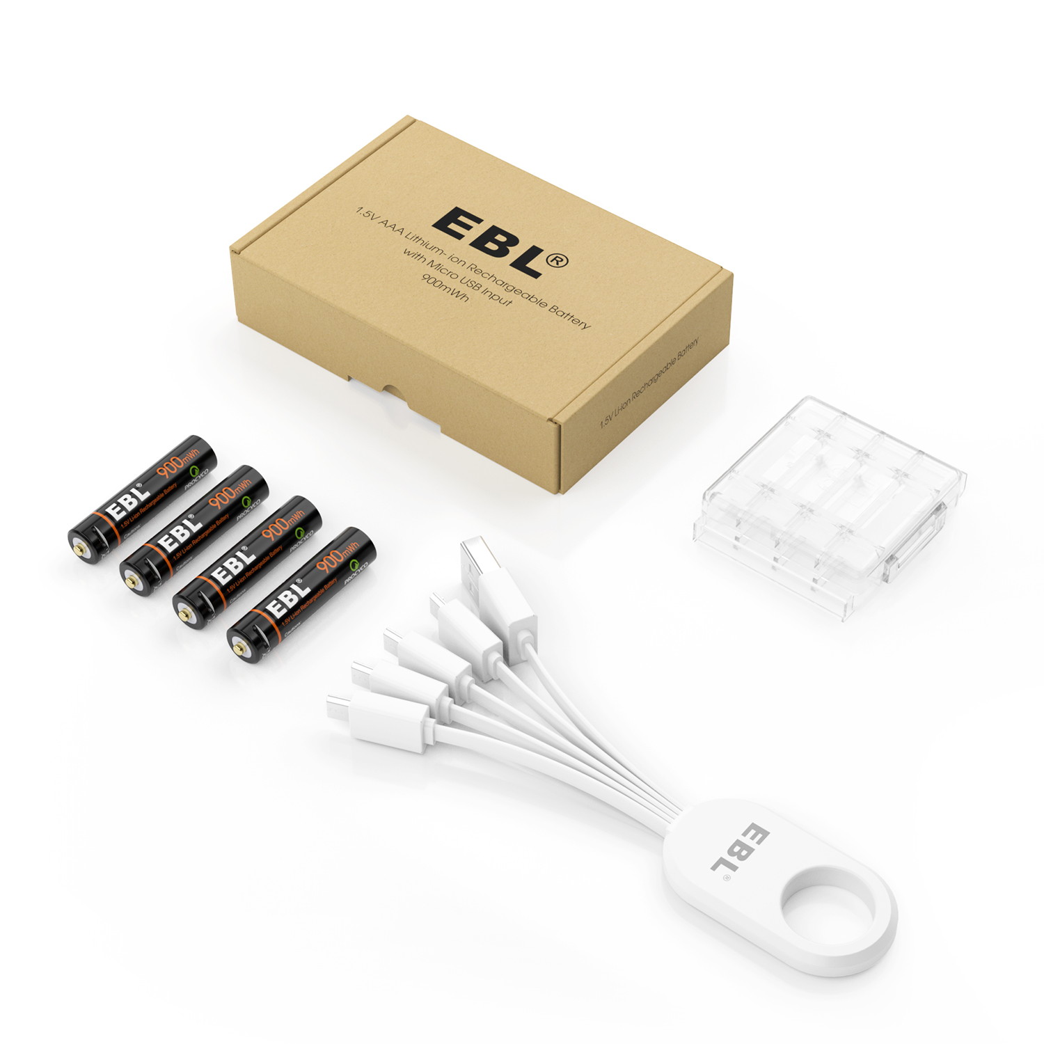 EBL 4 Pcs USB Rechargeable Lithium ion AAA Batteries - 1.5V Long Lasting Rechargeable Triple A Battery Quick Charge in 2H