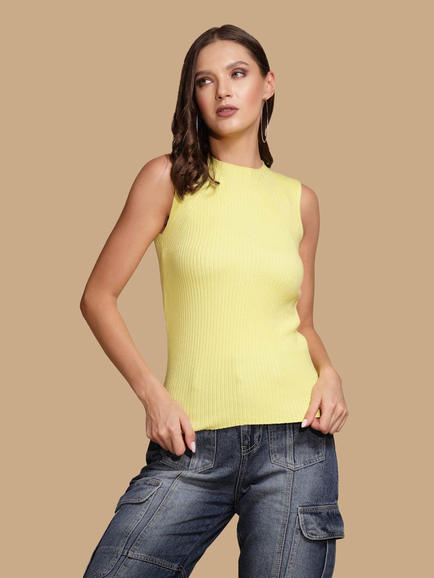 Global Republic Yellow Knit Regular Fit Top