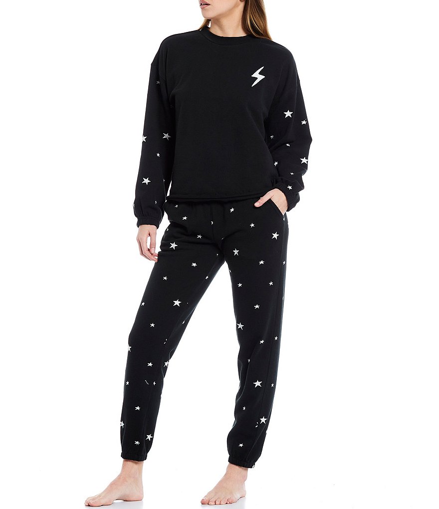 PJ Salvage Embroidered Star French Terry Jogger Coordinating Sleep Pants