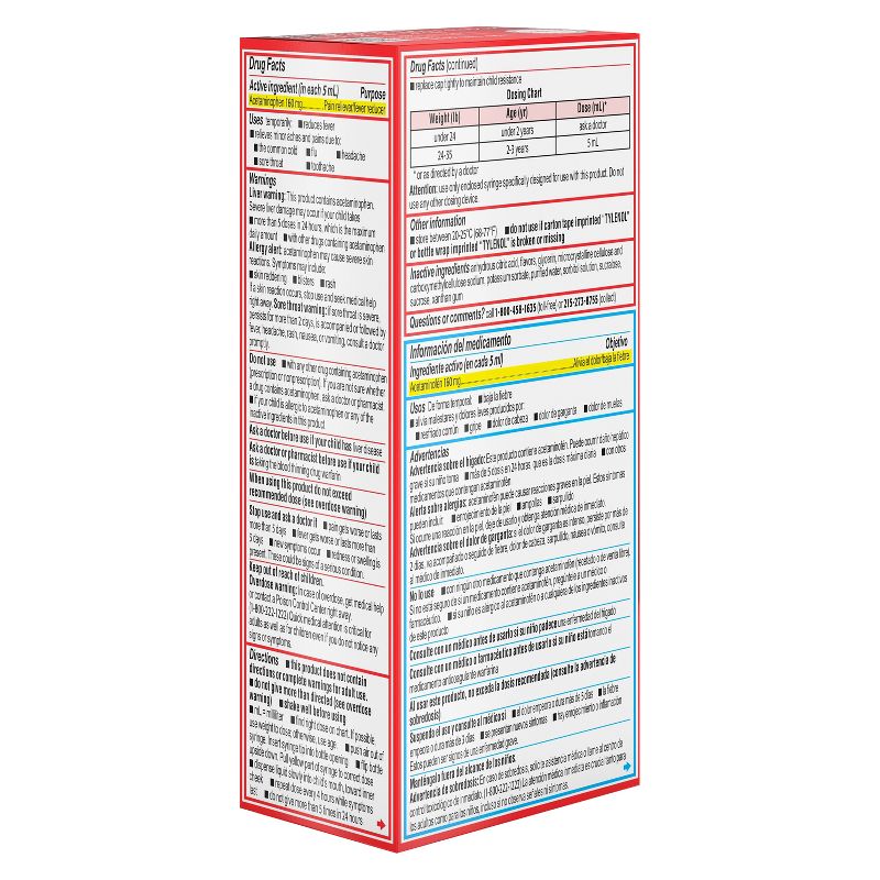 Infants' Tylenol Pain & Fever Reducer Liquid - Acetaminophen - Dye-Free Cherry - 2 fl oz