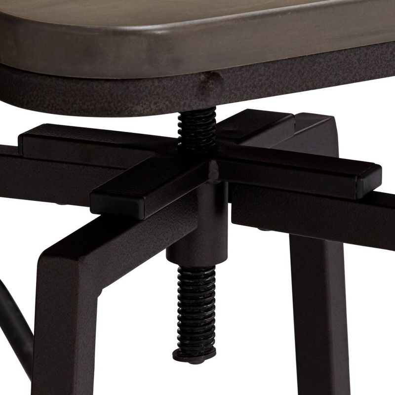 Elm Lane Roark Gray Wood and Bronze Adjustable Swivel Barstool