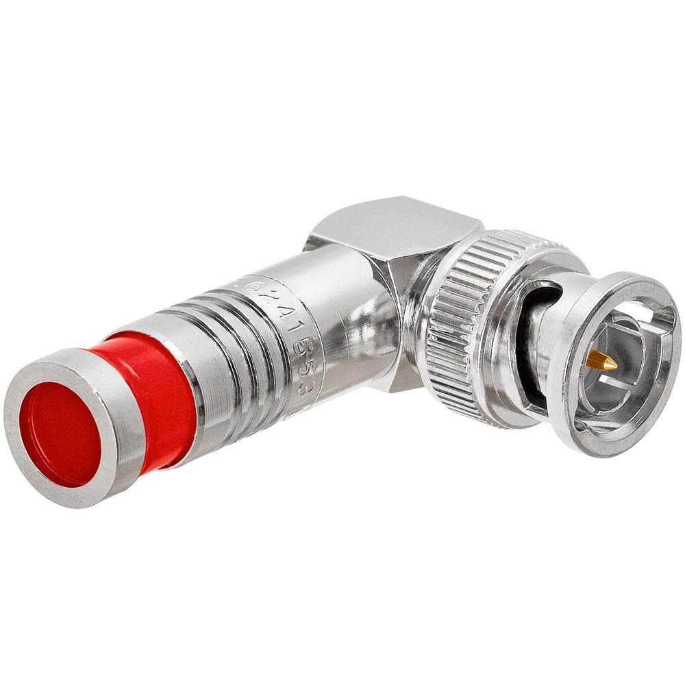 BNC RG59 RA Compression Connector, Nickel Plate. 3/Clamshell