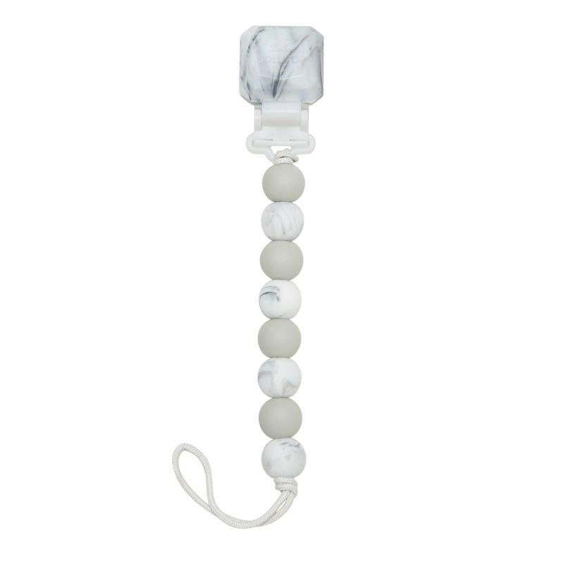 Loulou Lollipop Lolli Soother Holder in Silicone Clip - Marble Gray