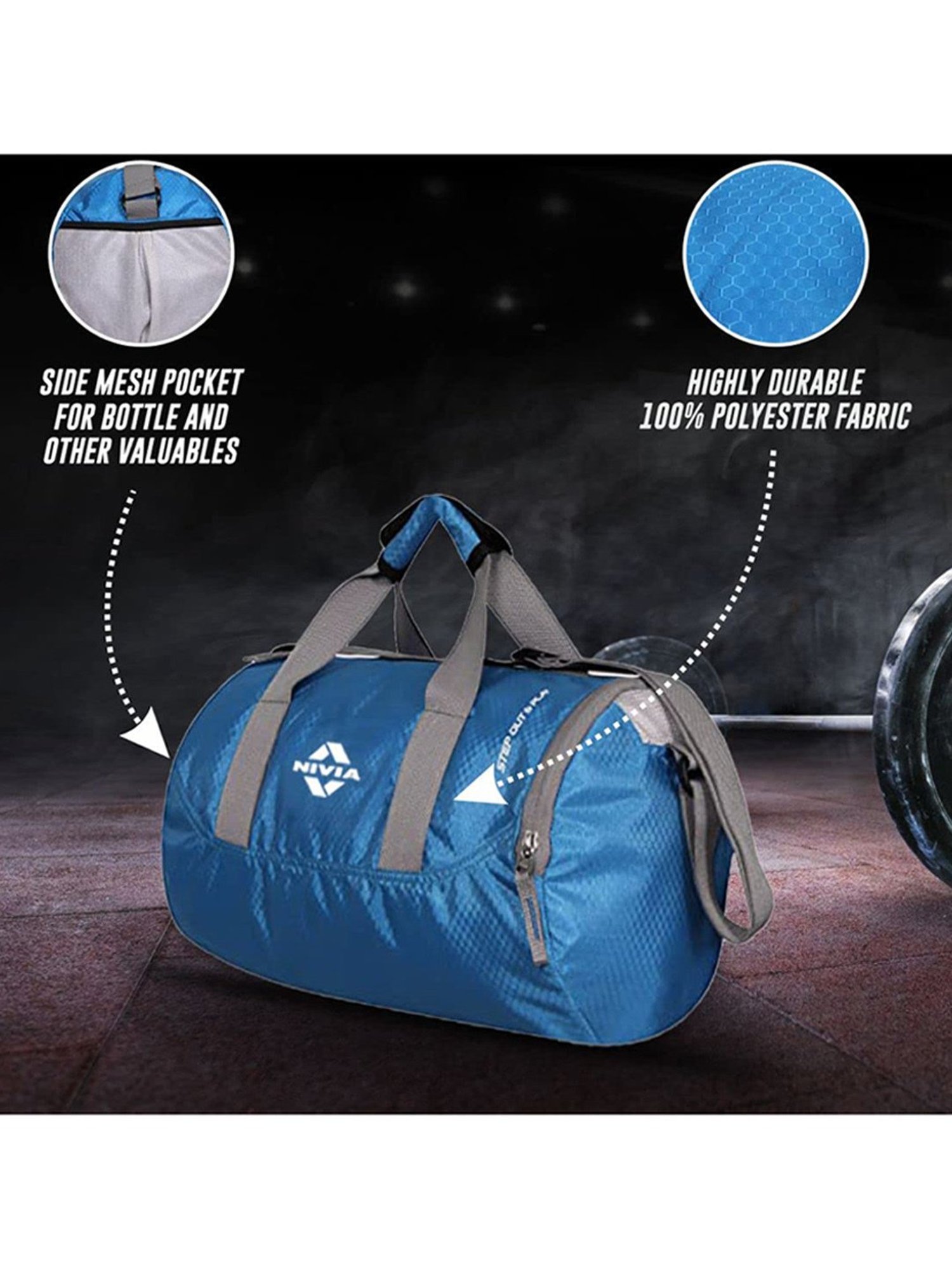 Nivia Beast Gym Bag (Blue) Size - Medium