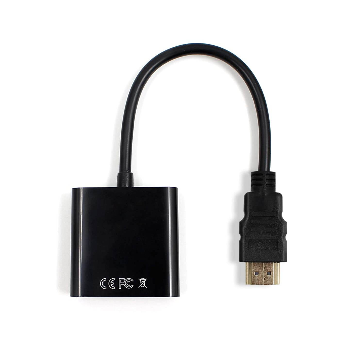 HDMI to VGA with Audio Adapter Gold-Plated Cord 1080P HDMI to VGA Video Converter Male to Female with 3.5mm Audio and Power Port for PC Laptop DVD