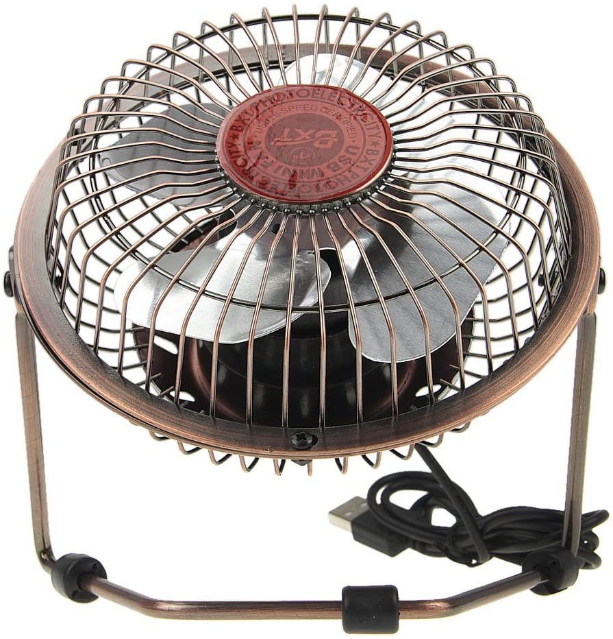BXT Greenery 360 Degree Quietness Metal Desktop Laptop PC USB Plug Charger Mini Desk Cool Fan (6'' Pink)