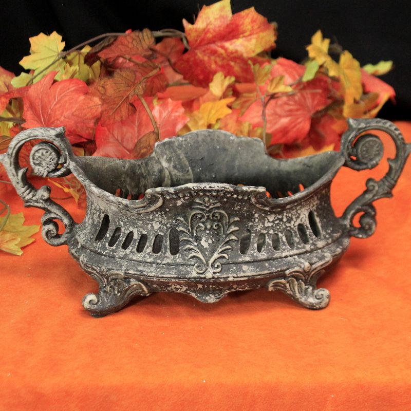 Halloween 6.25" Destressed Gray Pot Rustic Home Decor  -  Decorative Figurines