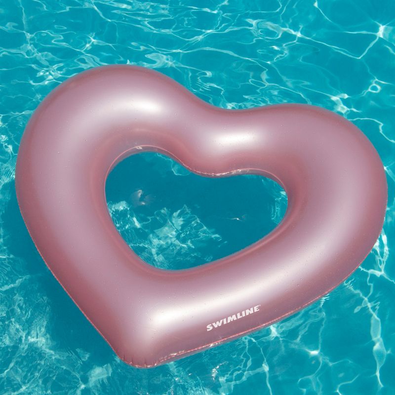 Swimline 50-Inch Metallic Pink Heart Swimming Pool Inner Tube Float