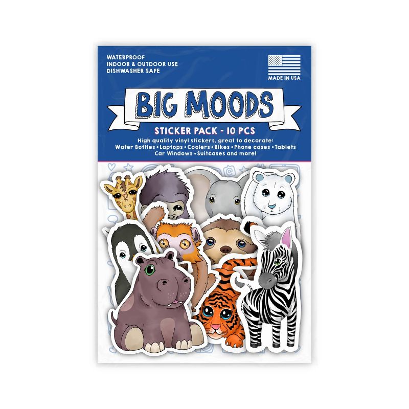 Big Moods Animal Themed Sticker Pack 10pc