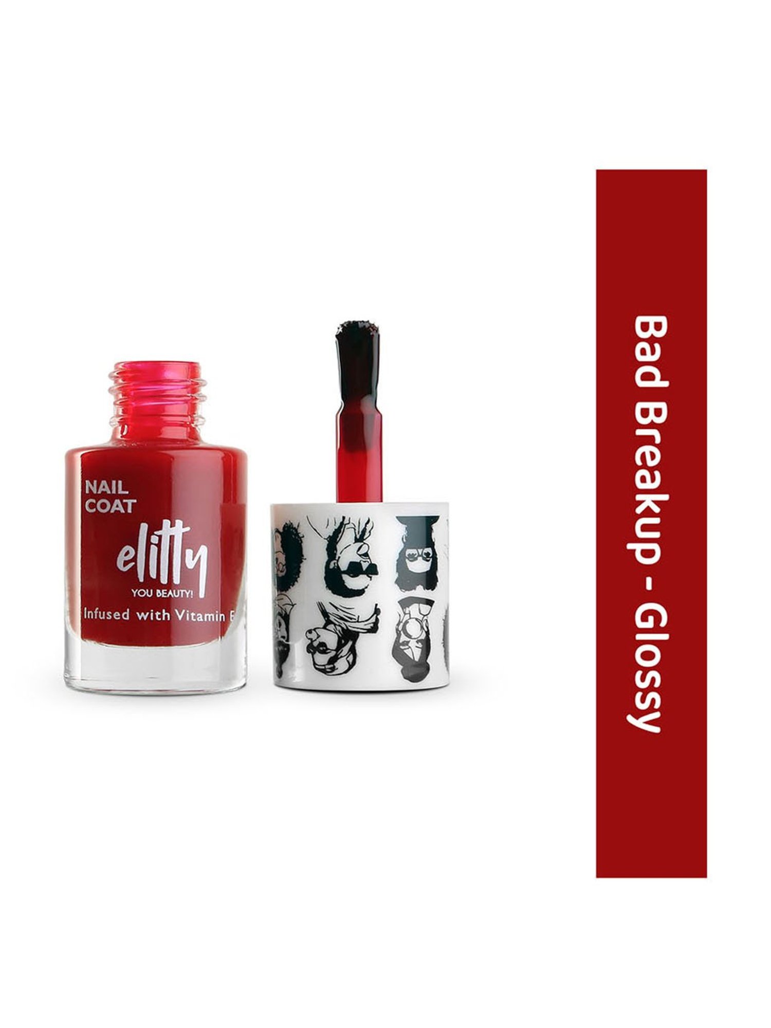 Elitty Mad Over Nails Glossy Nail Polish Bad Breakup (Red) - 6 ml