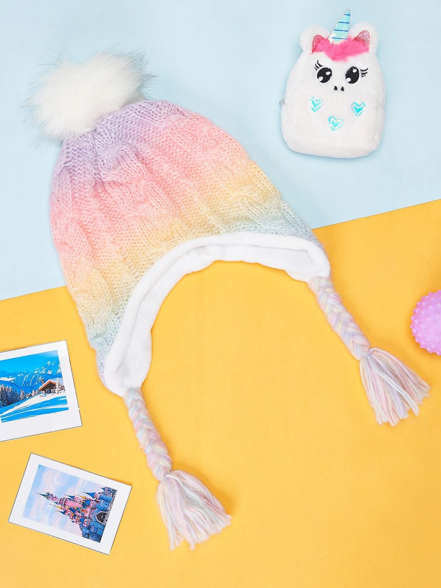 Pantaloons Junior Multicoloured Woven Bobble Hat