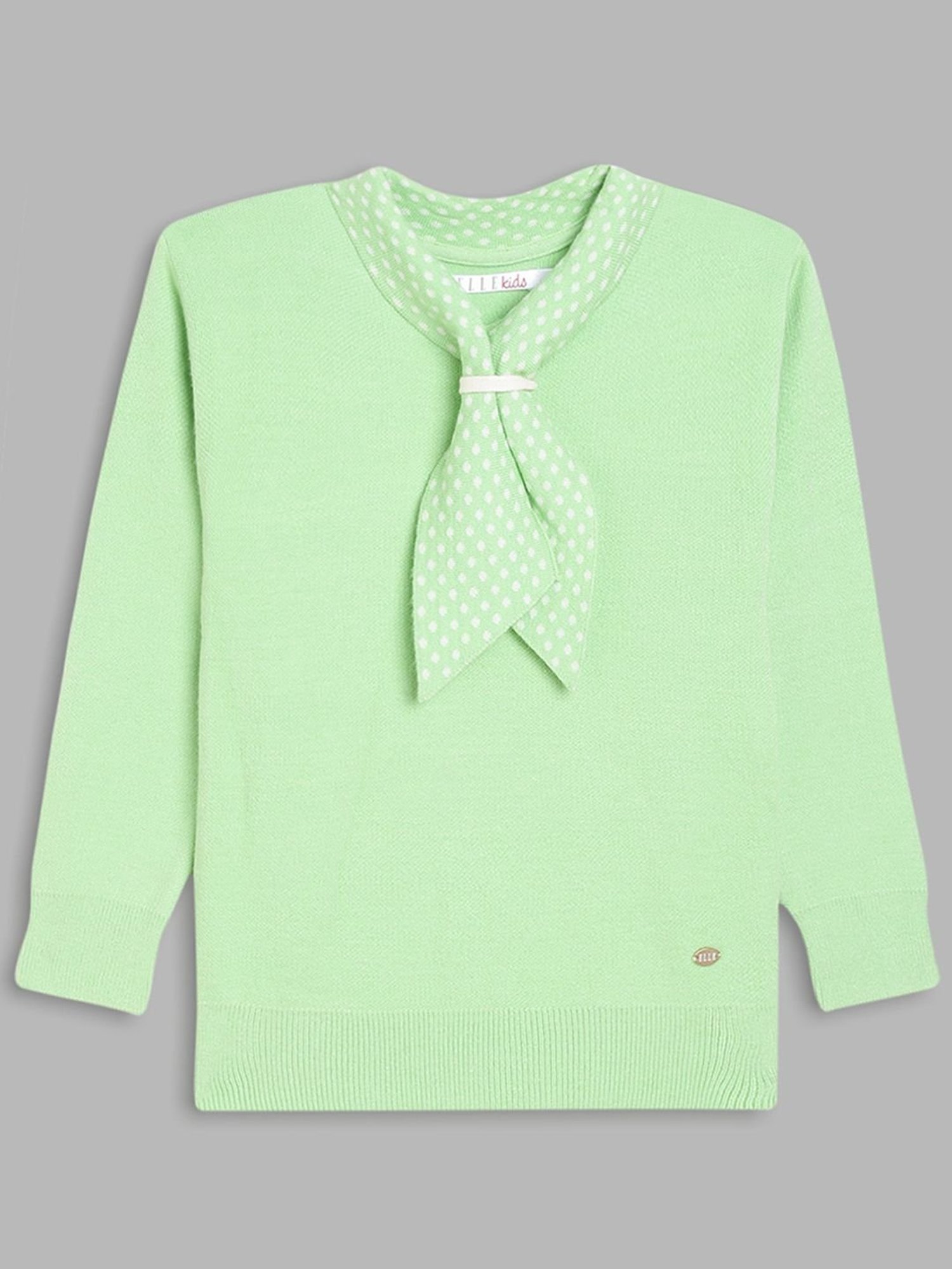 Elle Kids Black Solid Full Sleeves Sweater