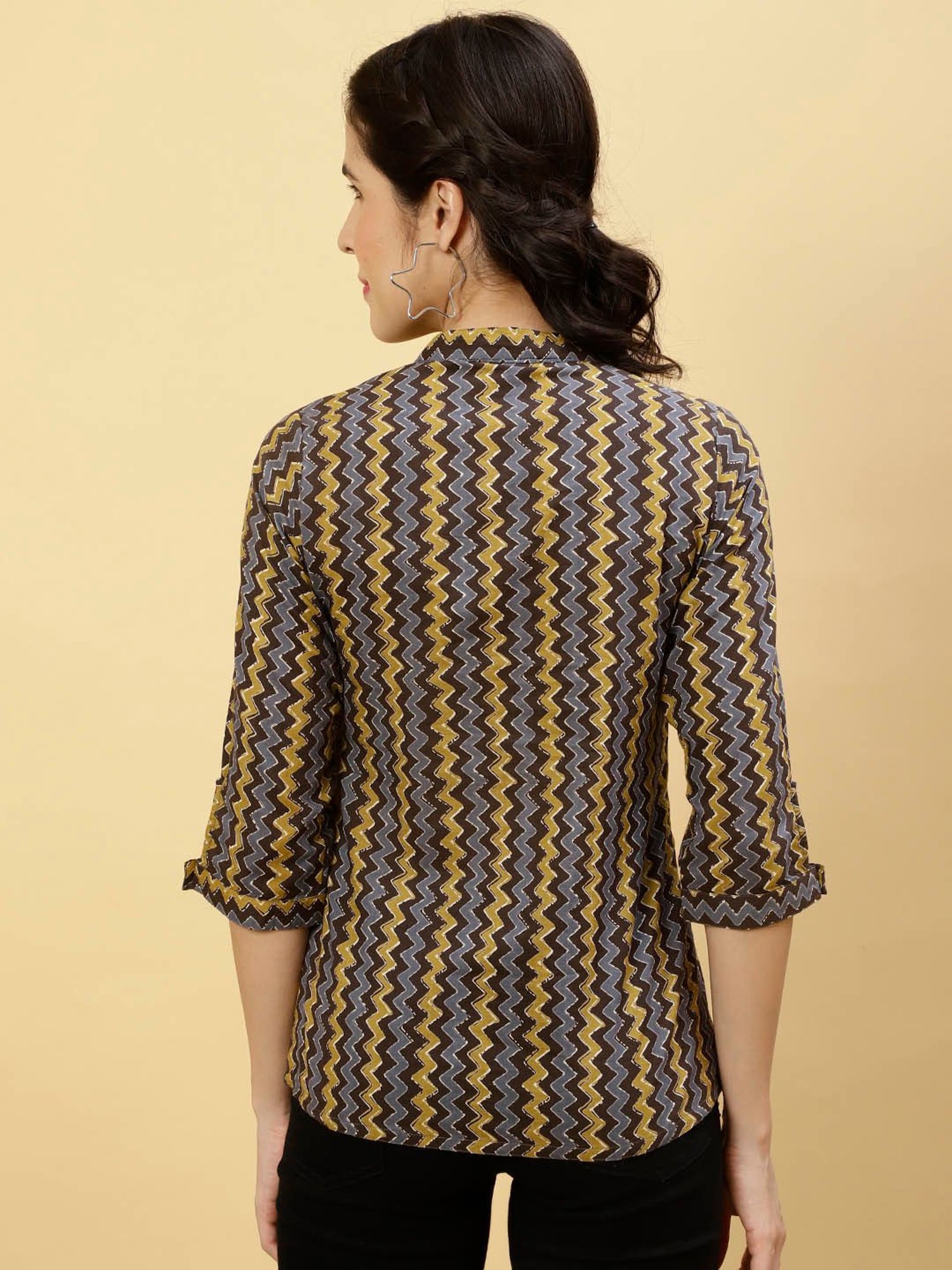 Jaipur Kurti Grey Printed Top