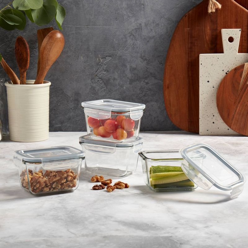 Mason Craft & More 15oz Set of 4 Rectangular Deep Food Storage Containers with Lids