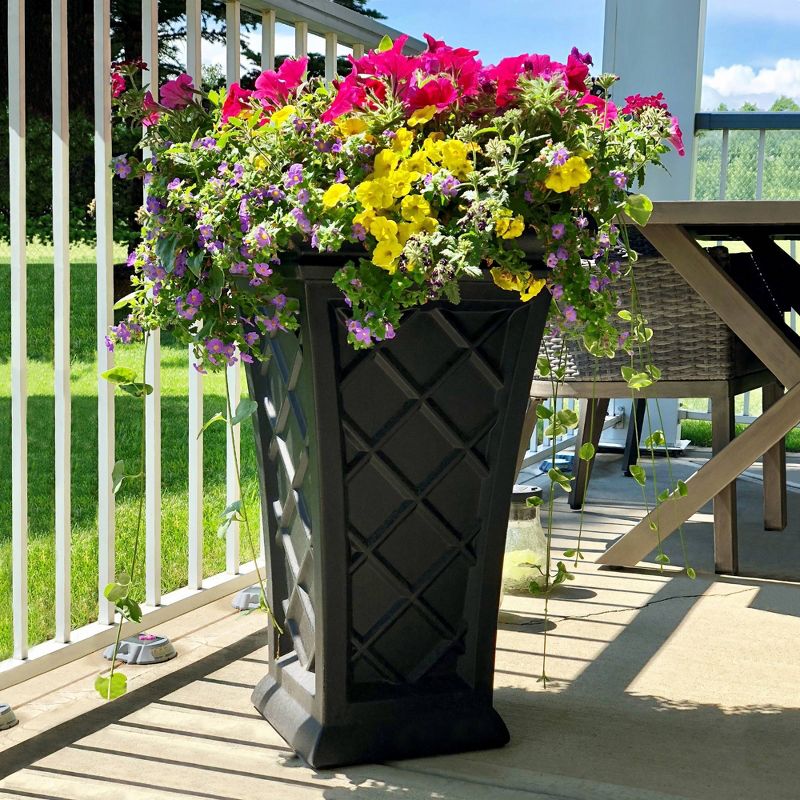 28" Square Georgian Tall Planter Black - Mayne