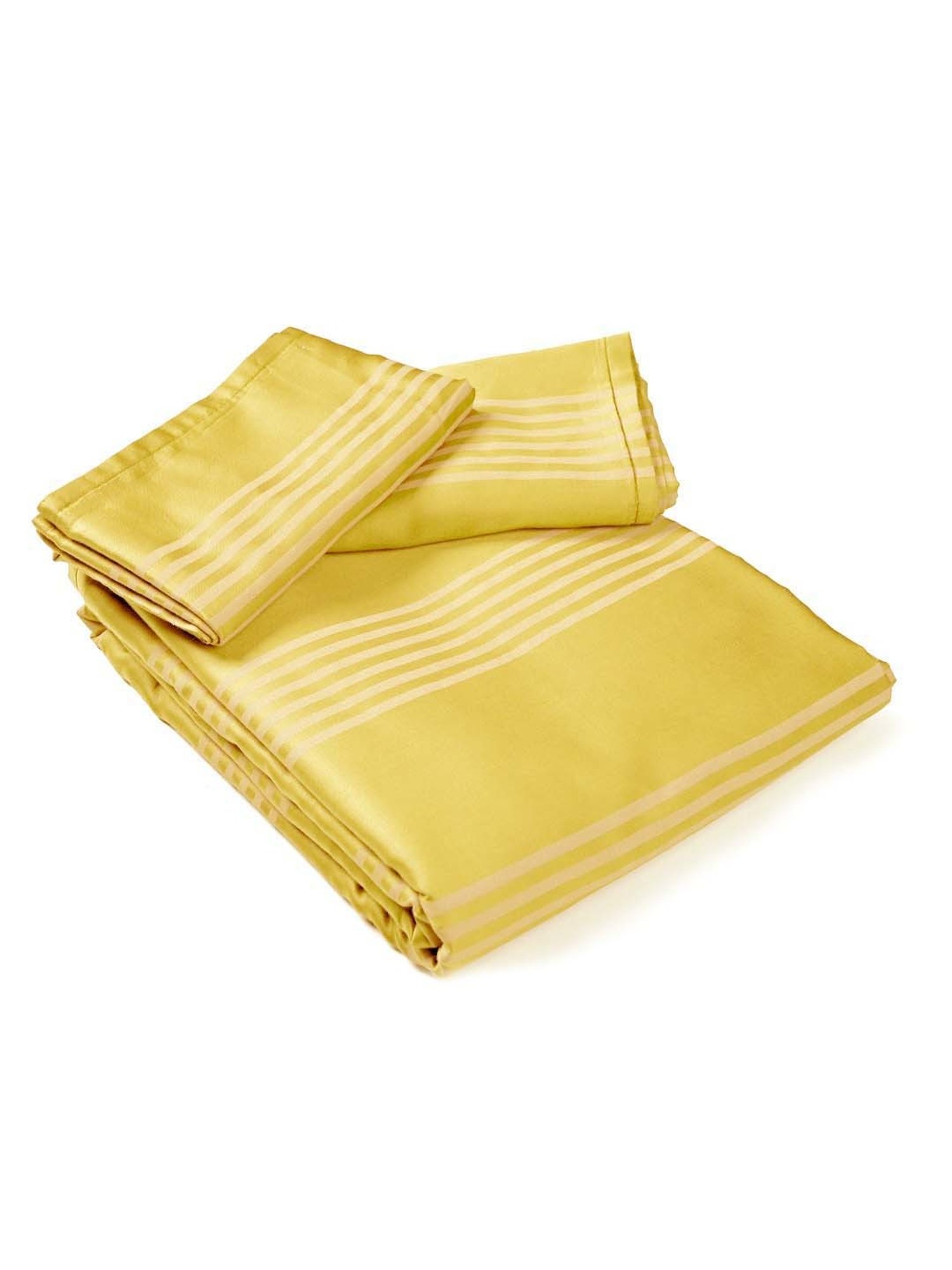 Saral Home Easy Living Yellow Cotton Dhari Soft Self Pattern Queen Bed Sheet With Pillow Covers