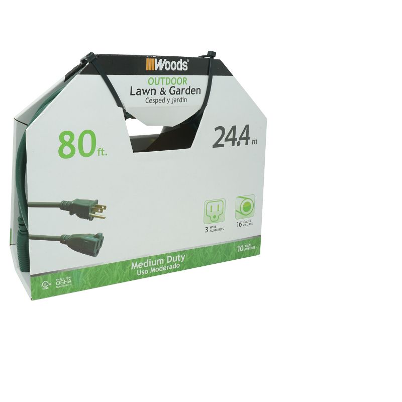 Woods 80' 16/3 Extension Cord Green