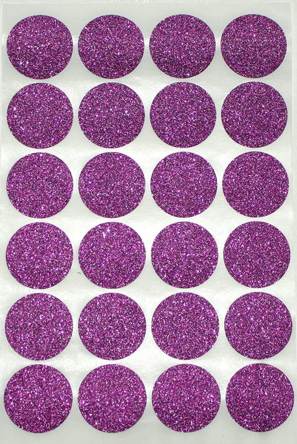 Sparkles Round circle 1" inch - Crafts Sticker - 25 mm - one inch rounds purple Glitter stickers - 120 pack