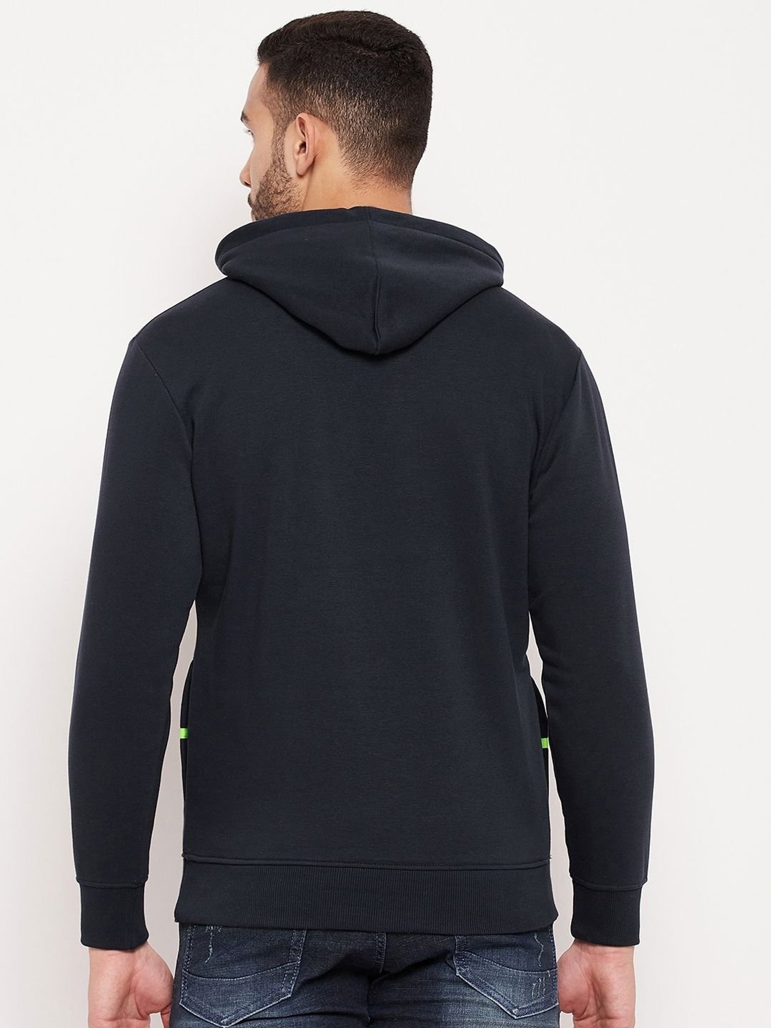 Duke Navy Regular Fit Printed Hooded Sweatshirt