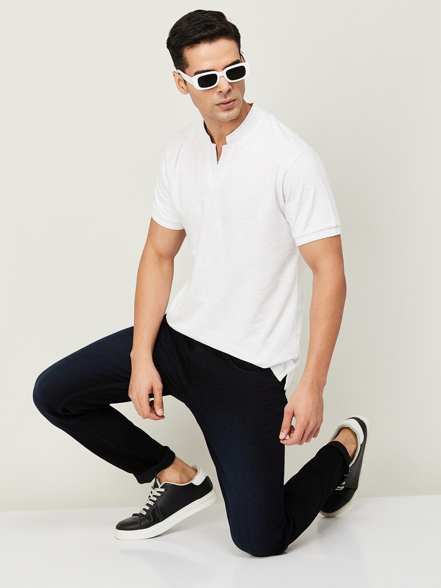 BOSSINI White Cotton Regular Fit T-Shirt