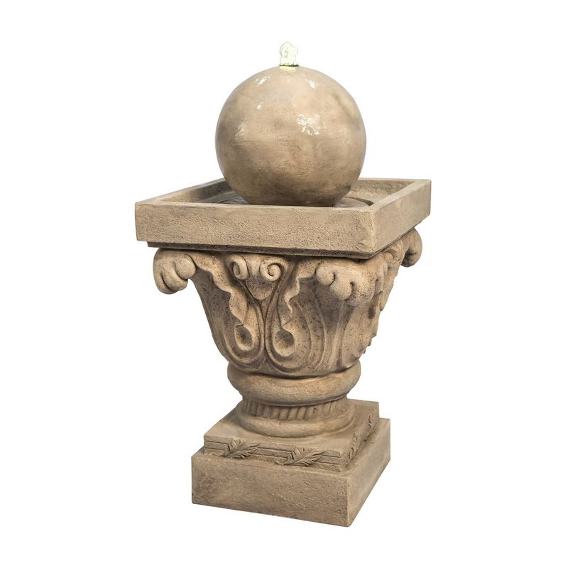 27.8" Sphere Outdoor Fountain with LED Light Tan- Peaktop