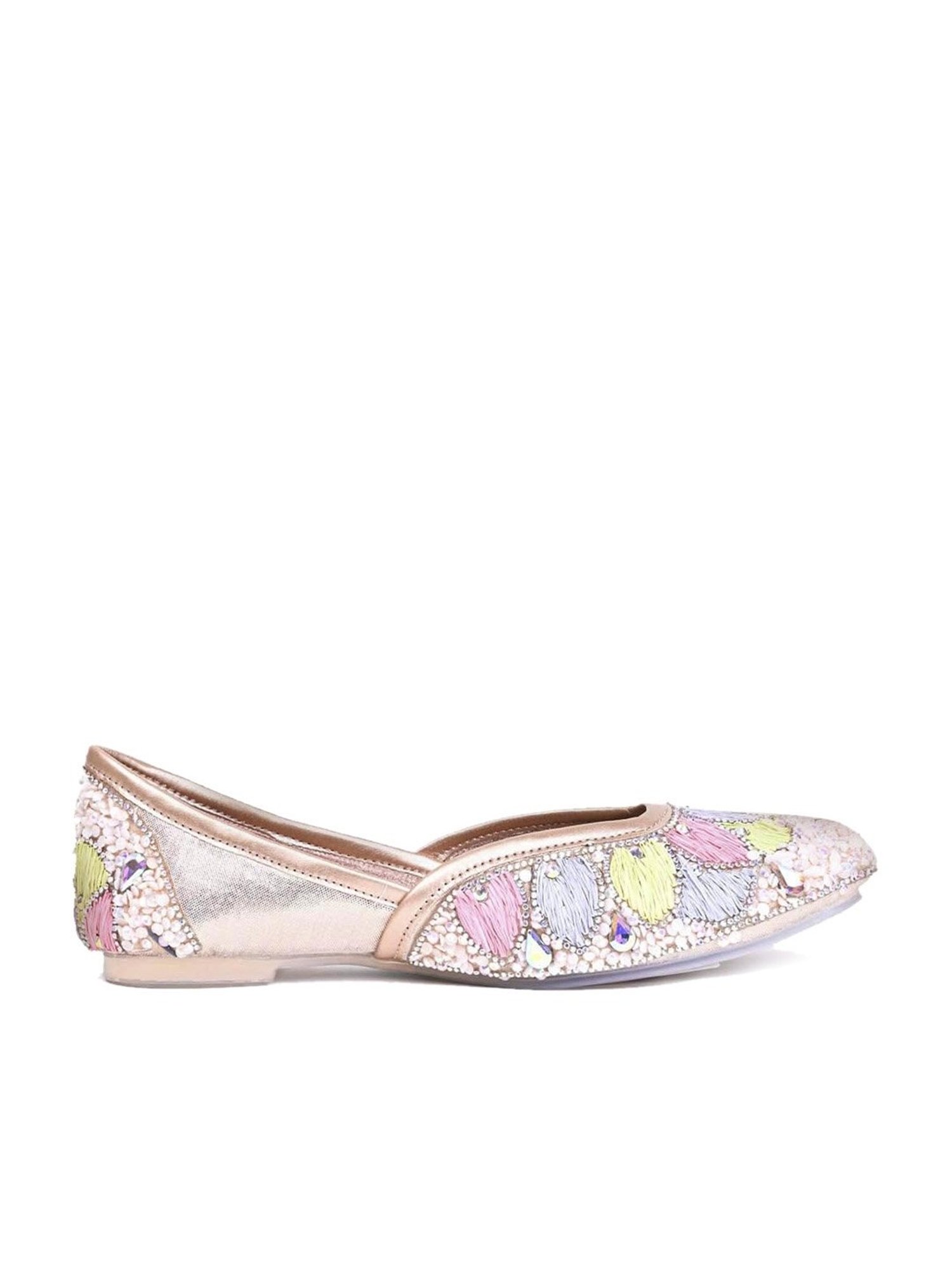 Jove Women's Rose Gold Ethnic Juttis