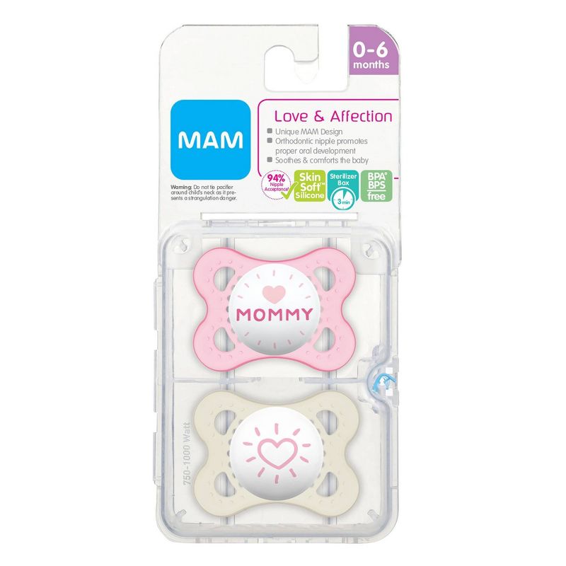MAM Love & Affection Pacifier 0-6 Months - 2ct Pink