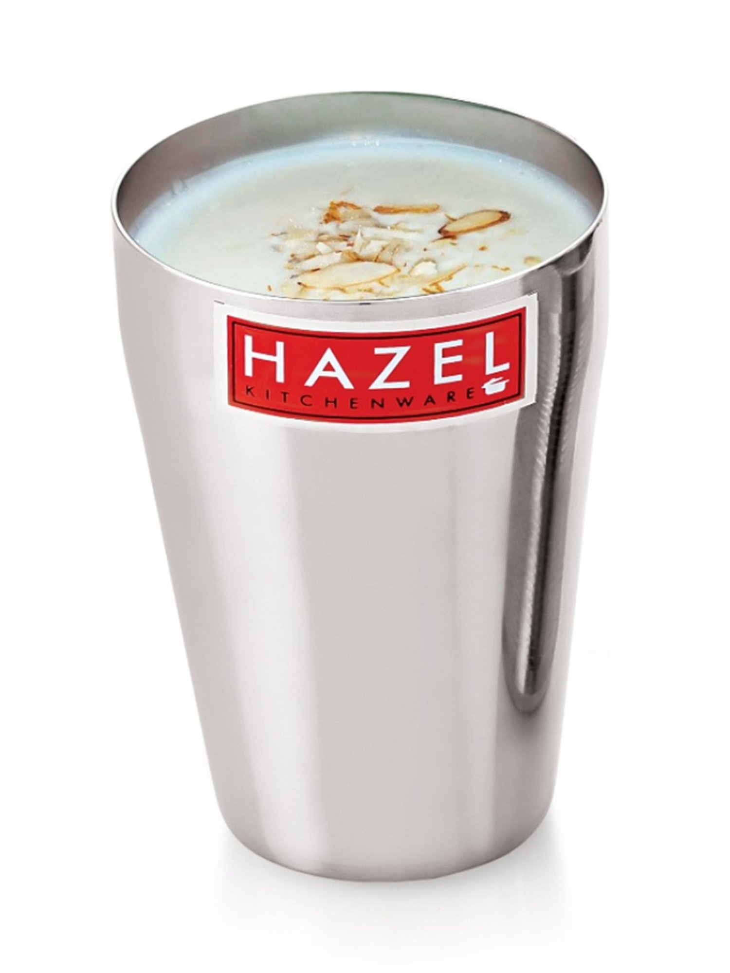 HAZEL Silver Stainless Steel Traditional Jumbo Water Lassi Glass (750 ML)