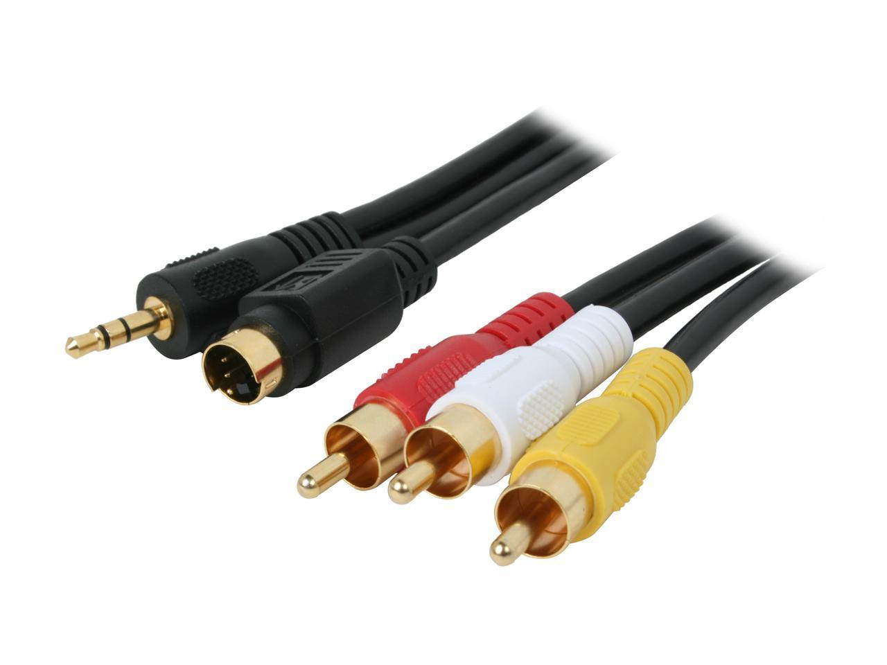 SA Model SV3R-12 12 ft. S-Video/3.5mm Stereo Male to YRW video/audio Male Cable Male to Male