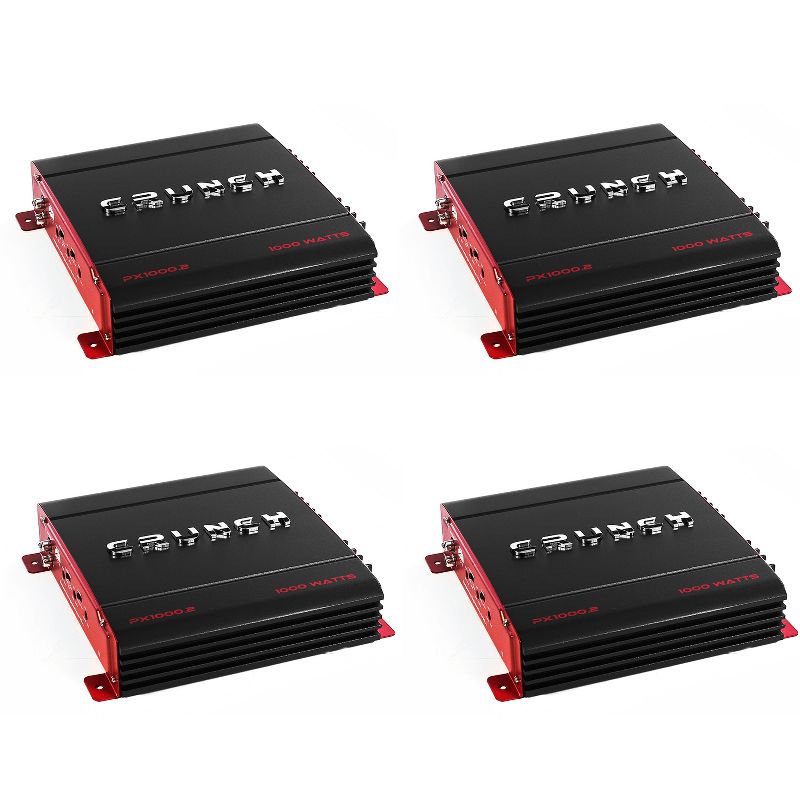 Crunch PX-1000.2 2 Channel 1000 Watt Amp A/B Class Stereo Car Audio Amplifier (4 Pack)