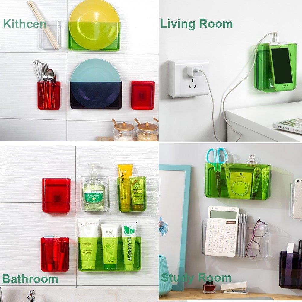 APSOONSELL Wall Mount Storage Organizer Box for Phone Remote Control Holder Clear S