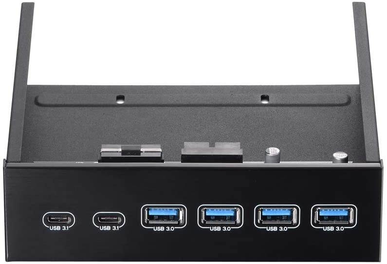 Docooler 5.25 Front Bay USB HUB 2-Port USB 3.1 & 4-Port USB 3.0 High Speed 5Gbps USB Hub Front Panel Computer Case Optical Drive Bay Converter Hub