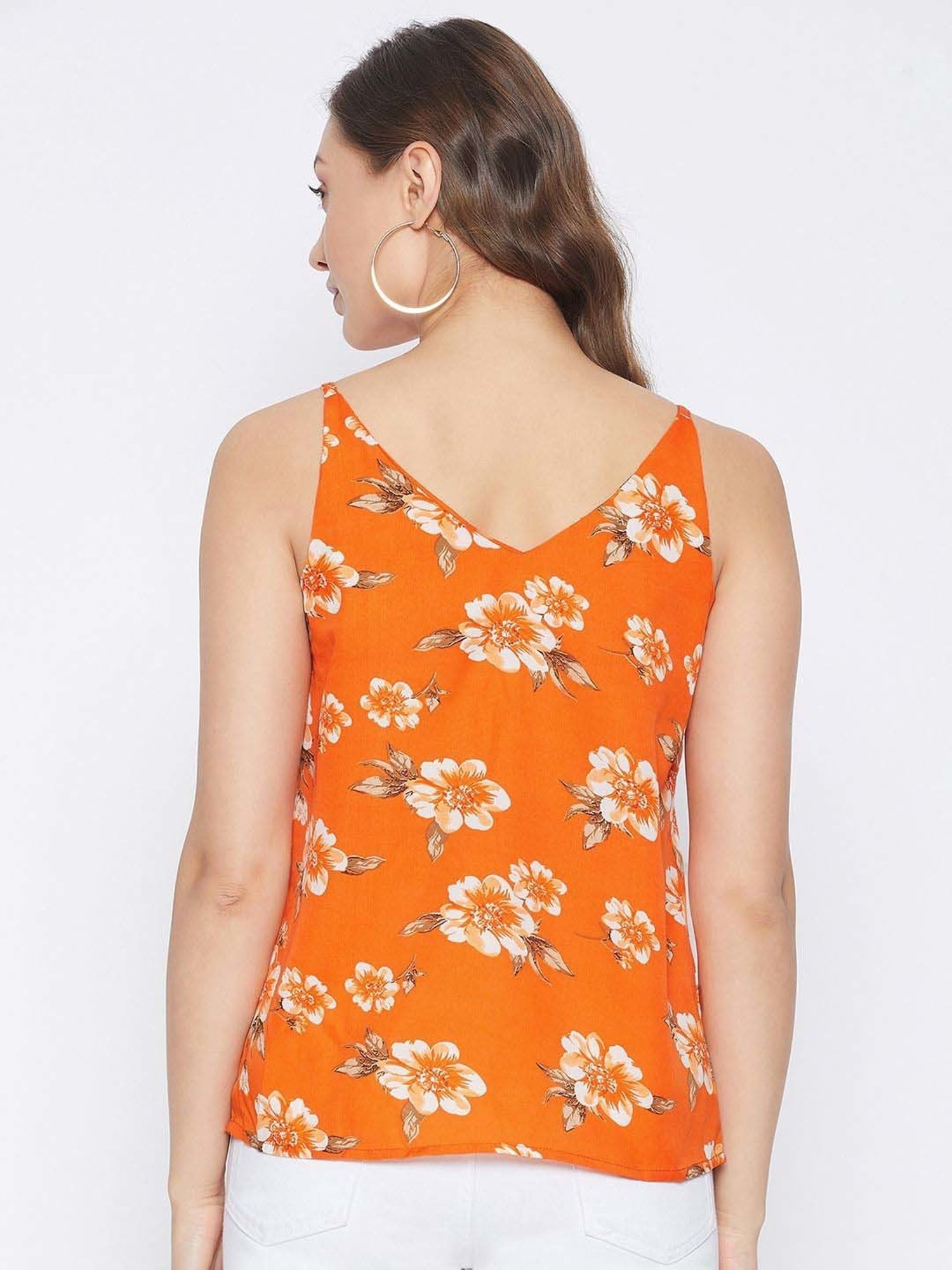 PURYS Orange Printed Top