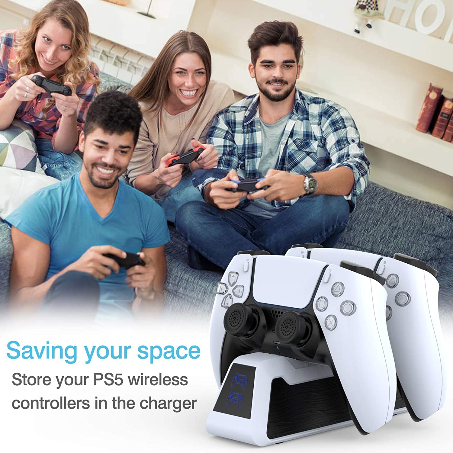 PS5 Controller Charger Station, Dual Controller Charger Station Dock with Fast Charging USB Type C Docking Stand with LED Charge Indicator Lights for Sony Playstation 5 DualSense Controllers