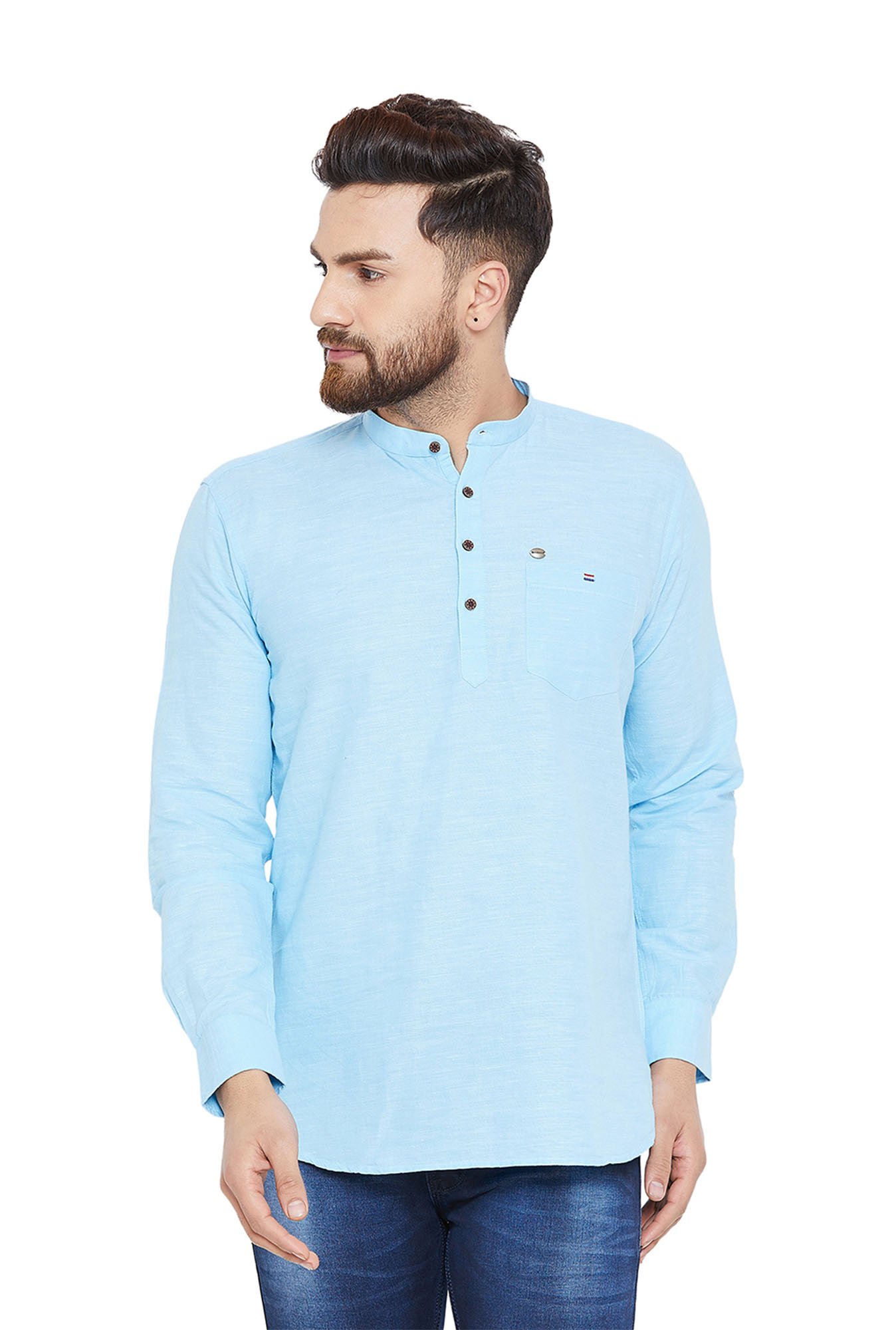 Duke Turquoise Regular Fit Cotton Kurta