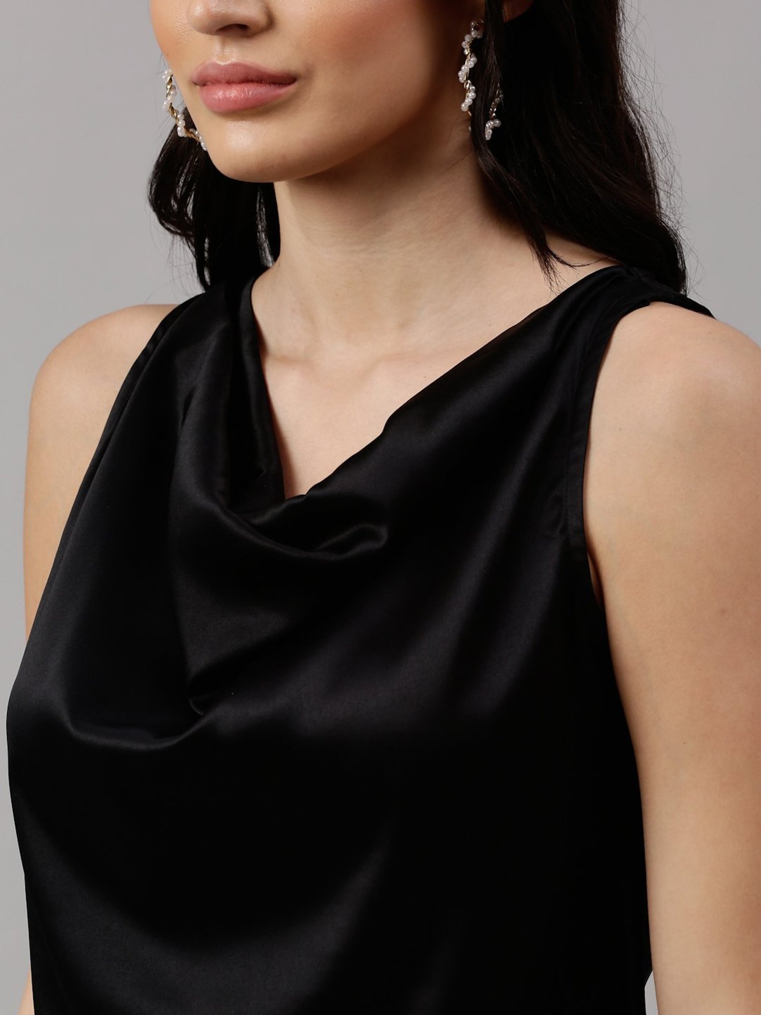 NEUDIS Black Cowl Neck Top