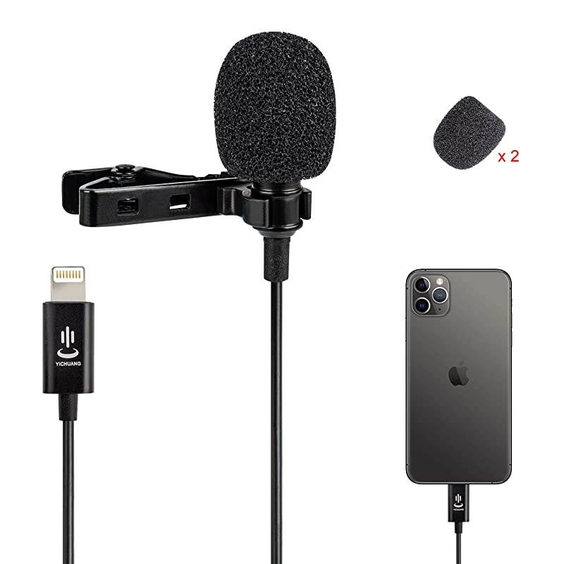 Lavalier Lapel Microphone Omnidirectional Condenser Mic for iPhone 77 plus88 plus1111 Pro11 Pro Max iPhone XXSXR YouTube Vlogging Facebook Interview Livestream Video Recording