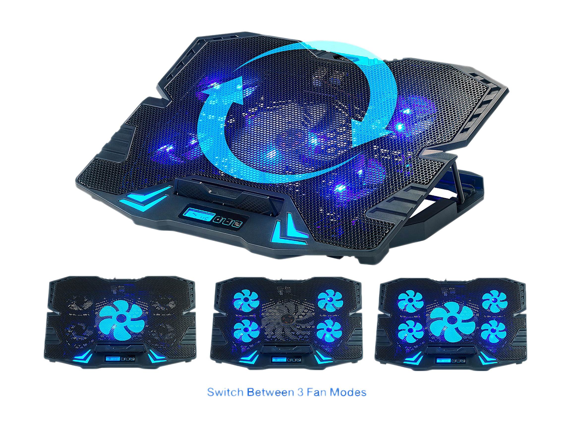 Laptop Cooling Pad, Laptop Cooler with 5 Quiet Red LED Fans for 12"-17" Inch Laptop, Dual USB 2.0 Ports, Portable Angle Adjustable Laptop Stand for Gaming Laptop-Green