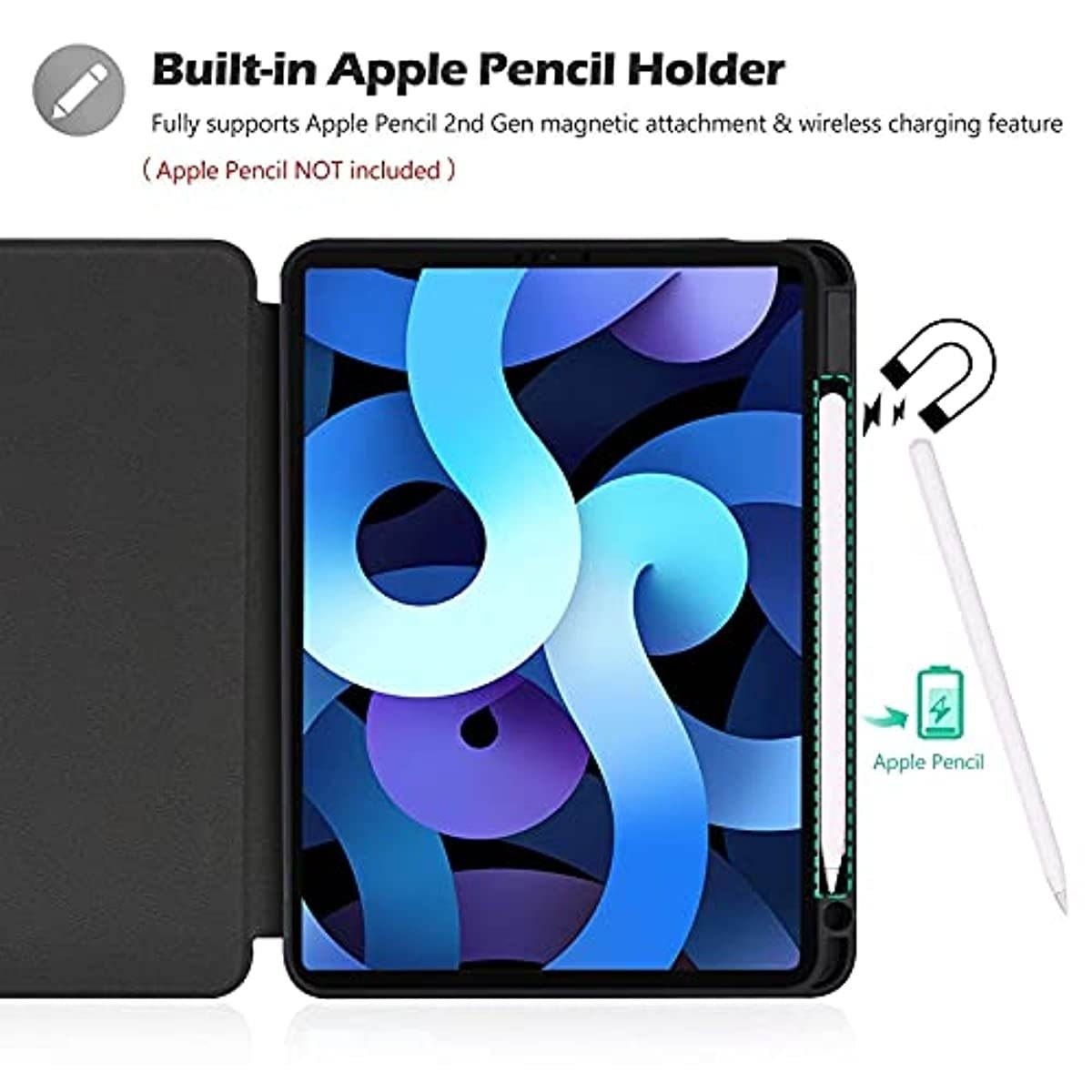 ProCase New iPad Air 4 Case (Latest Model), iPad 10.9 inch 2020 Case with Pencil Holder Bundle with Wireless Keyboard for iPad Android Windows Tablets Smartphone Smart TV (Battery Operate)