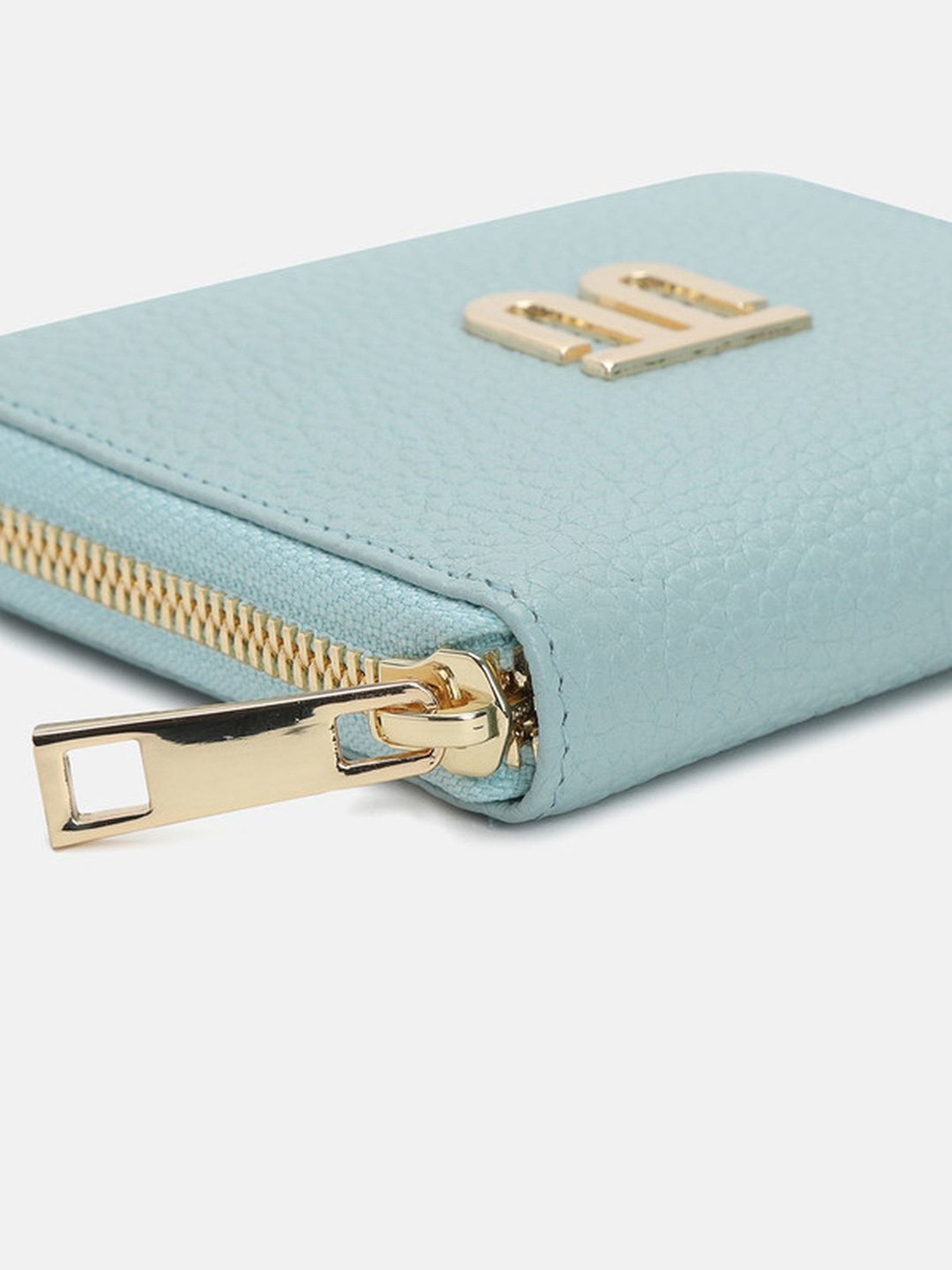 BAGATT Light Green Leather Solid Zip Around Wallet