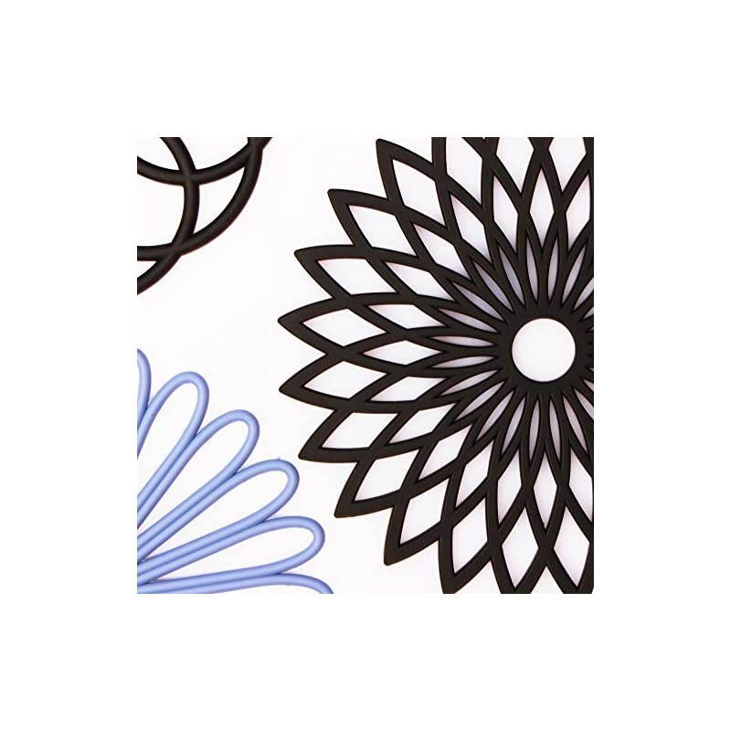 3 Set Silicone Multi-Use Flower Trivet Mat - Premium Quality Insulated Flexible Durable Non Slip Coasters Hot Pads Black