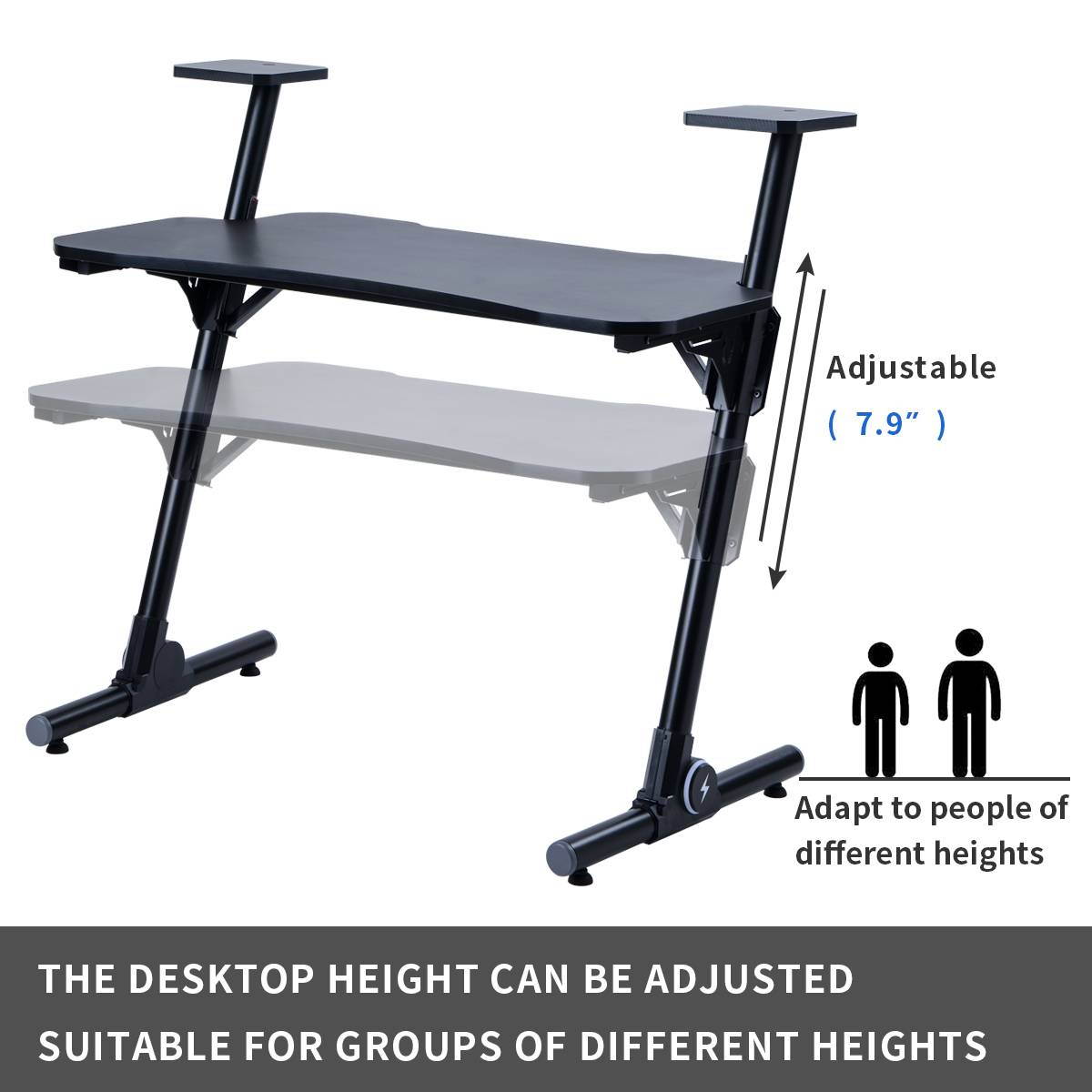 Home Office Gaming Desk Computer Desk Z-Shaped PC Desk Workstation
