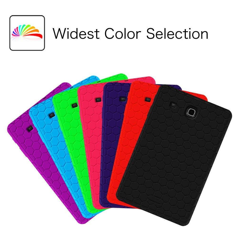 Fintie Silicone Case for Samsung Galaxy Tab E 9.6 - [Honey Comb Series] Light Weight [Anti Slip] Shock Proof Cover [Kids Friendly] for Tab E Wi-Fi/Tab E Nook/Tab E Verizon 9.6-Inch Tablet, Purple