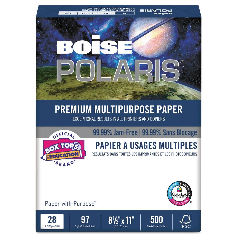 Boise POLARIS Premium Multipurpose Paper 8 1/2 x 11 28lb White 3000 Sheets/Carton POL2811