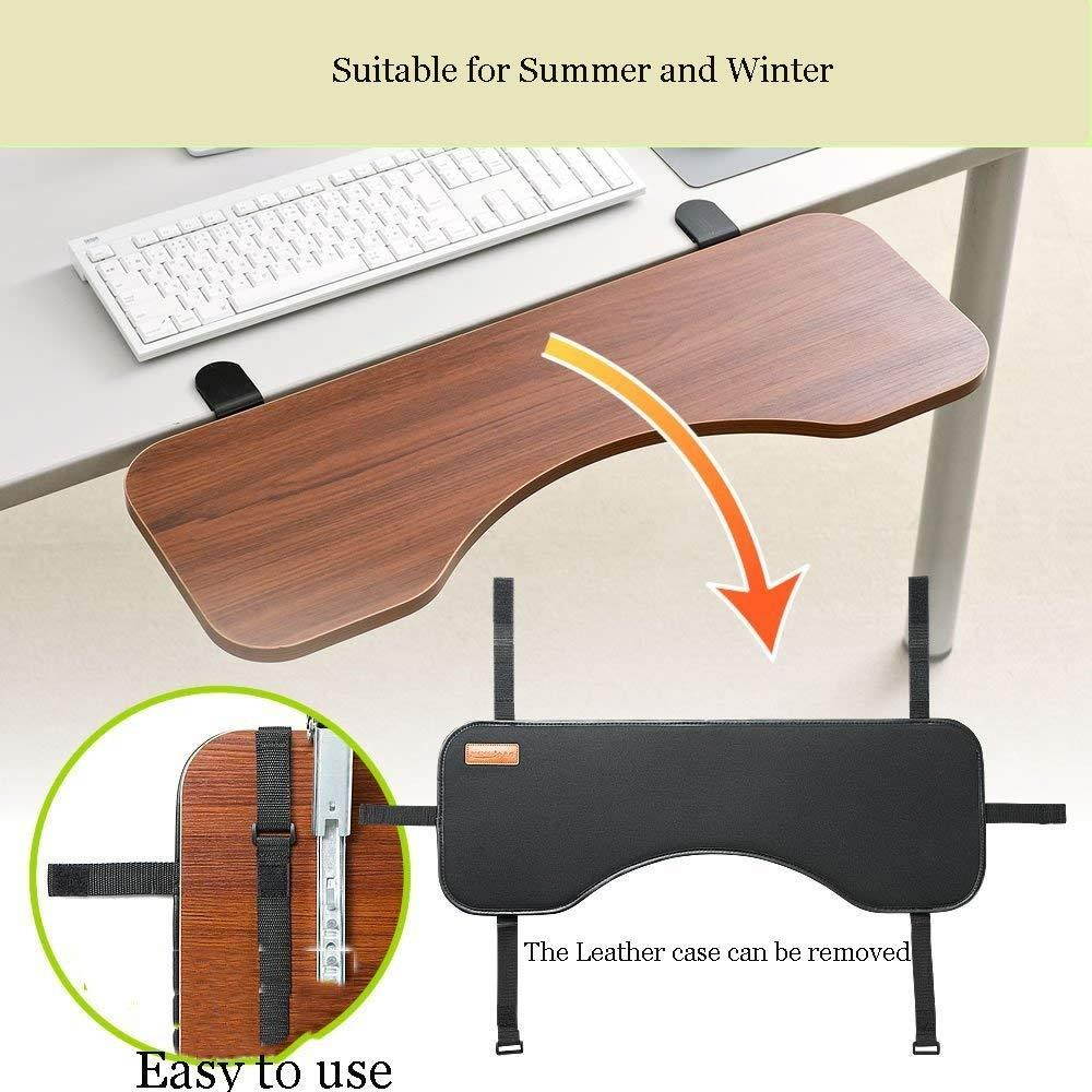 Ergonomic Desk Extender Clamp On Keyboard Tray Under Desk Adjustable Mouse and Keyboard Tilted Tray Table Mount Armrest Shelf Stand Slide Computer Elbow Arm Support